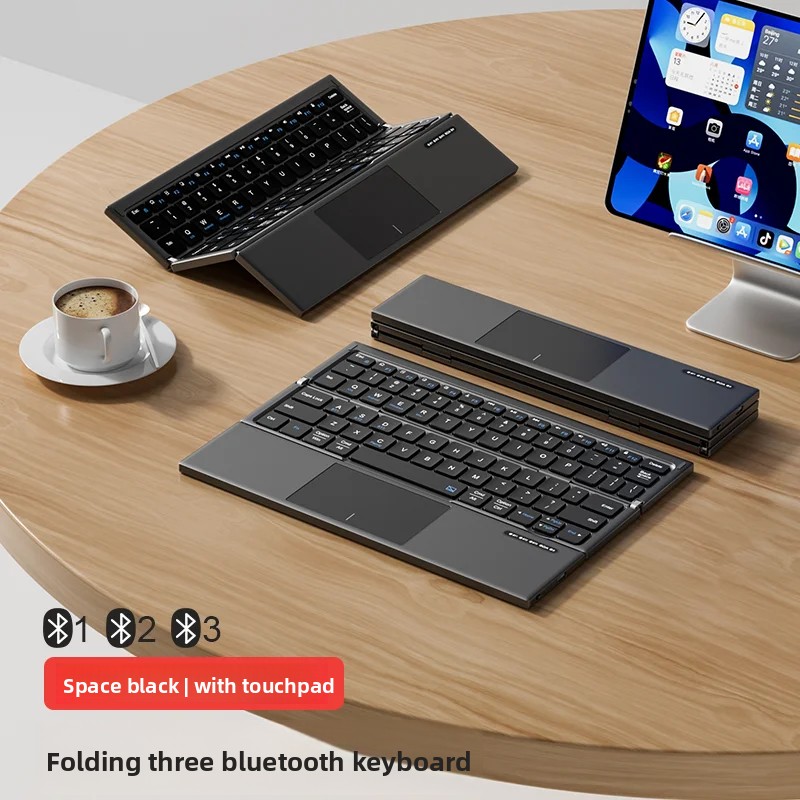 Tablet Accessories Gifts - Tablet Klavye Üçlü Katlanır Taşınabilir TouchPad