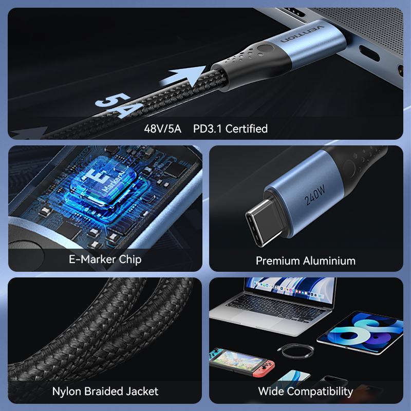 Vention 240W Tip C - Tip C Kab - Ulefone Tablet Accessories incelemesi ve fiyatı